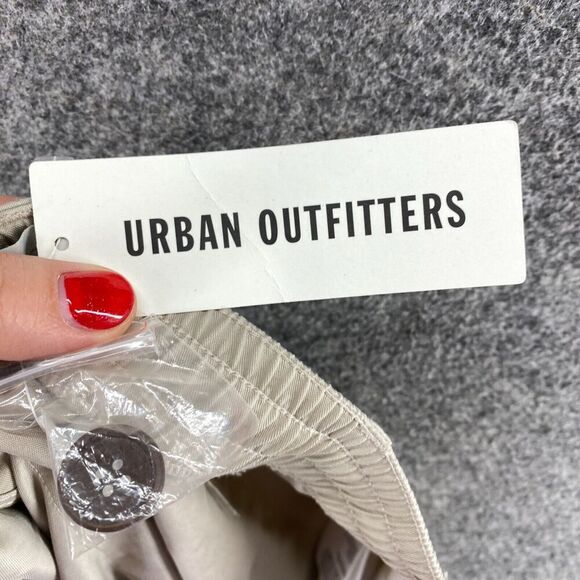 New Urban Outfitters Dress Pants Men L Large Beige High Rise Pleated Straight - Picture 11 of 14